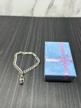 Sterling Silver 925 Italy Bracelet Trumpet Charm Chain Link Vintage